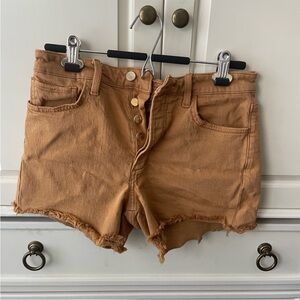 Joe's Jeans Jessie Women's Button-Front Distressed cut off Short camel Tan 26 27